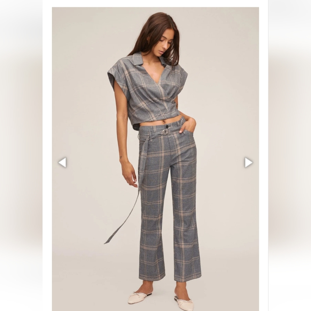 Marissa Webb ROWE LIGHTWEIGHT FLANNEL DROP SHOULDER TOP & LENNON FLARE PANT